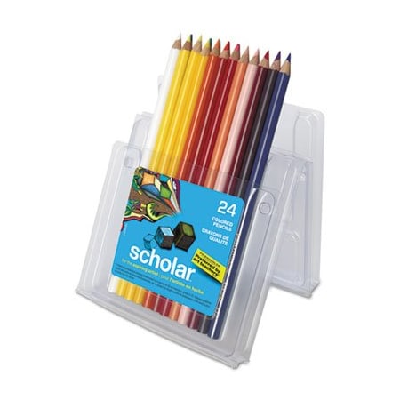 Sanford Prismaclor, SCHOLAR COLORED PENCIL SET, 3 MM, 2B #2, ASSORTED LEAD/BARREL COLORS, 24PK 92805